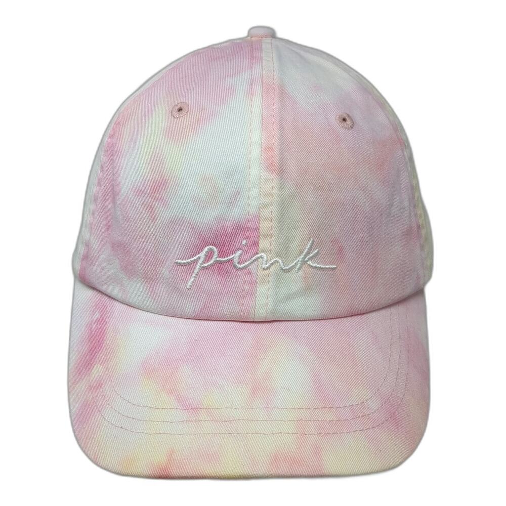 PINK Victoria's Secret Baseball Cap Pink One Size Tie-Dye Script Logo Hat